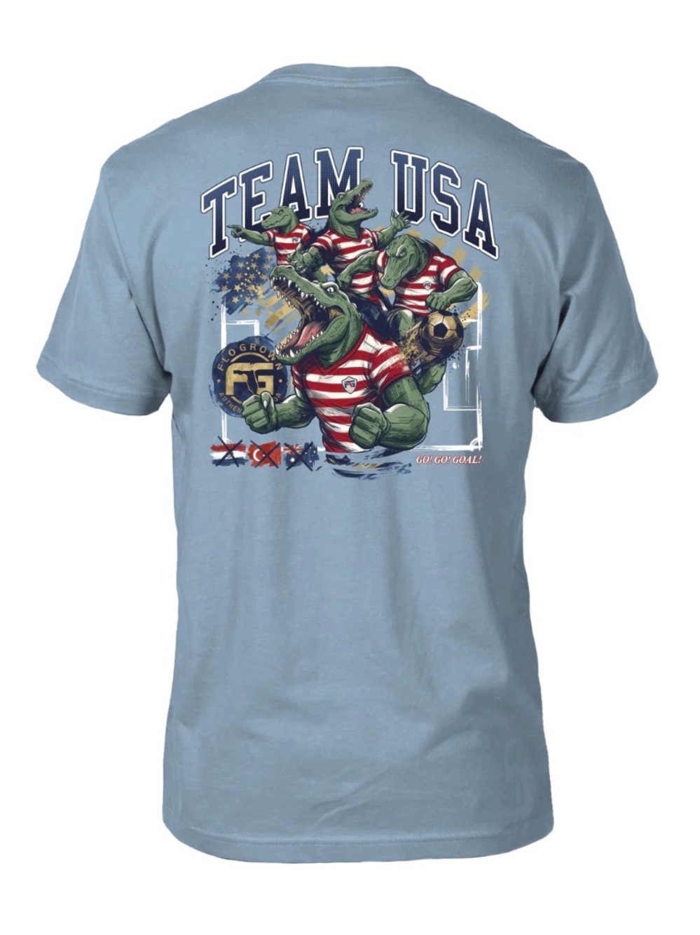FloGrown Team USA 2026 Gator Soccer Graphic Tee Blue Limited Edition L NWOT